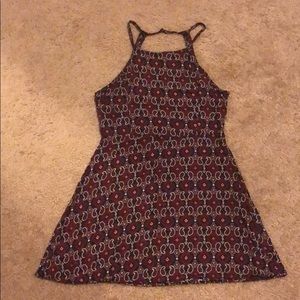 Fall, maroon/navy patterned mini dress, worn once